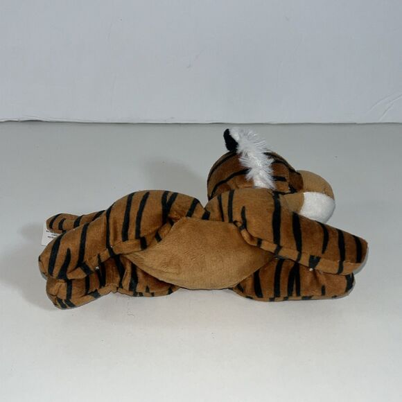 THE PETTING ZOO Small Striped Tiger Cat Plush Stuffed Animal Toy Laying Down 8” - Picture 3 of 7